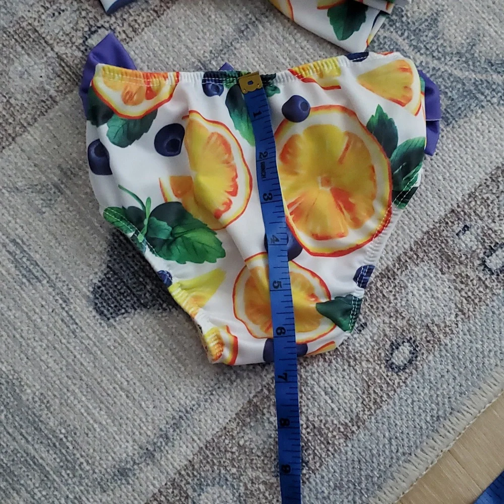 Unbranded Baby Girls Fruit And Bow Swimsuit Sz90 (Fits Like a 6-12m)